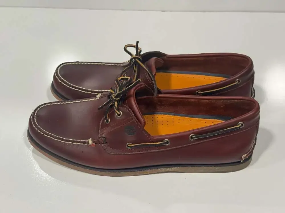 Timberland Classic 2-Eye Boat Shoe Oxblood Burgundy Leather Size 15